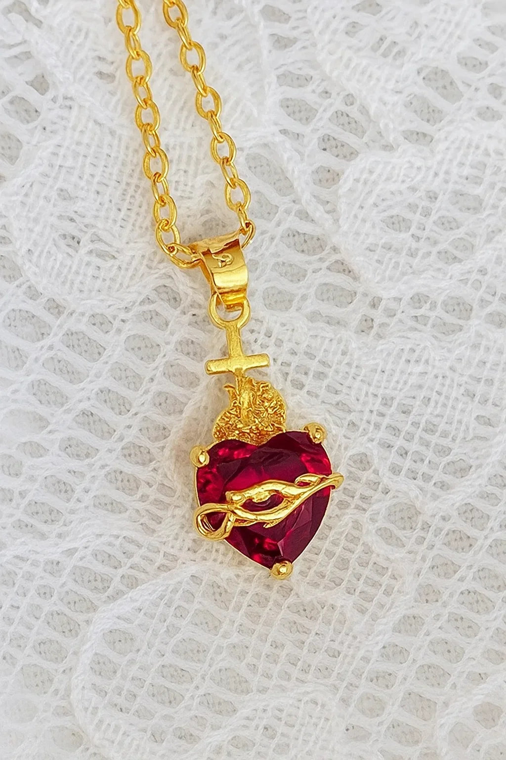 Sacred Heart of Jesus Necklace With Cross