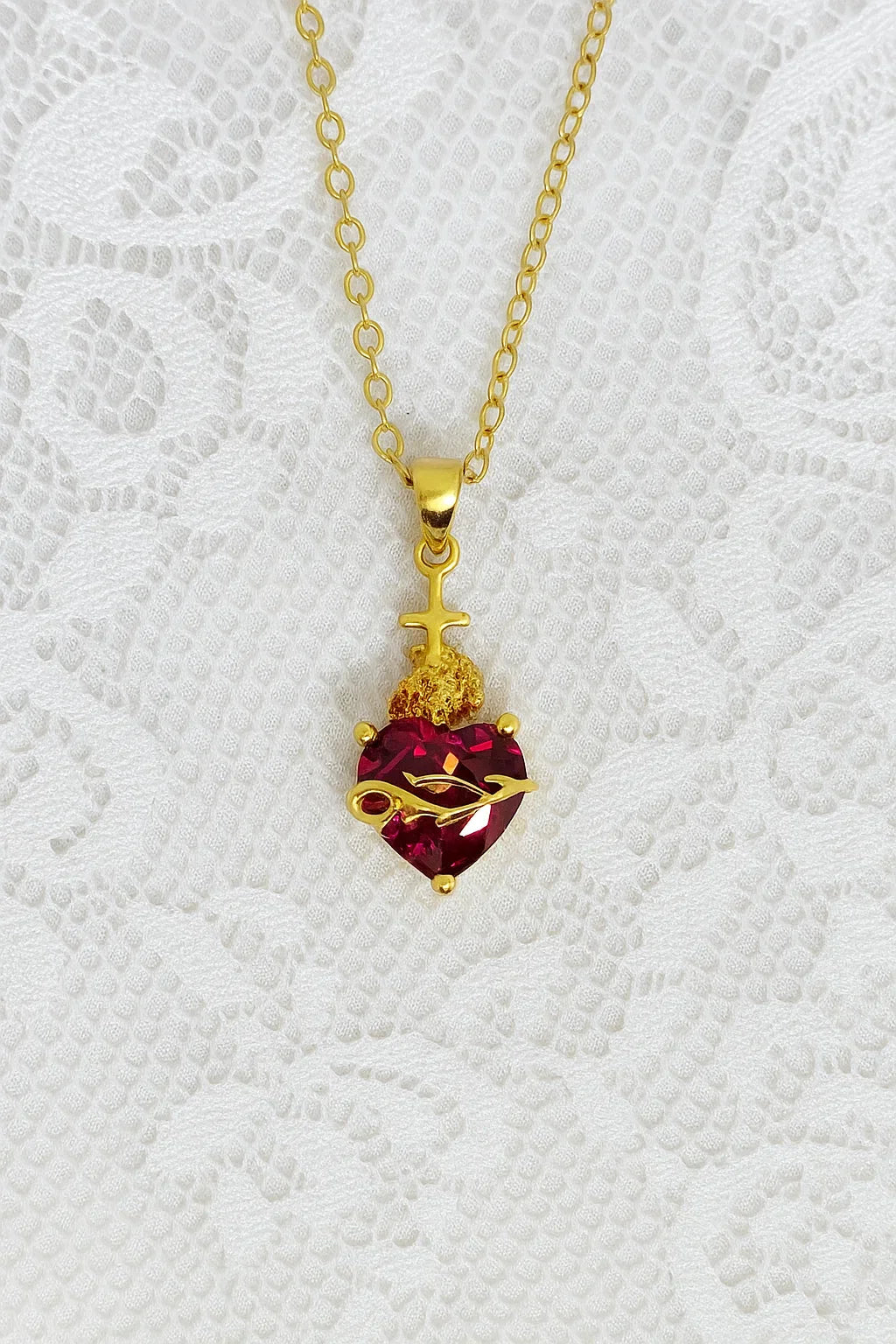 Sacred Heart of Jesus Necklace With Cross