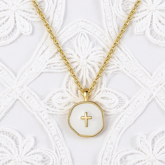 New Christian Cross Necklace – Cute Minimalist Design, Dainty Round Pendant with Faith Symbol