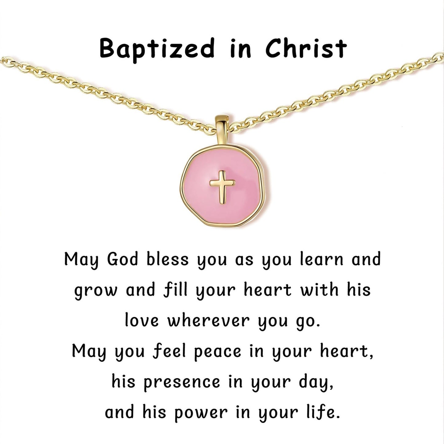 New Christian Cross Necklace – Cute Minimalist Design, Dainty Round Pendant with Faith Symbol