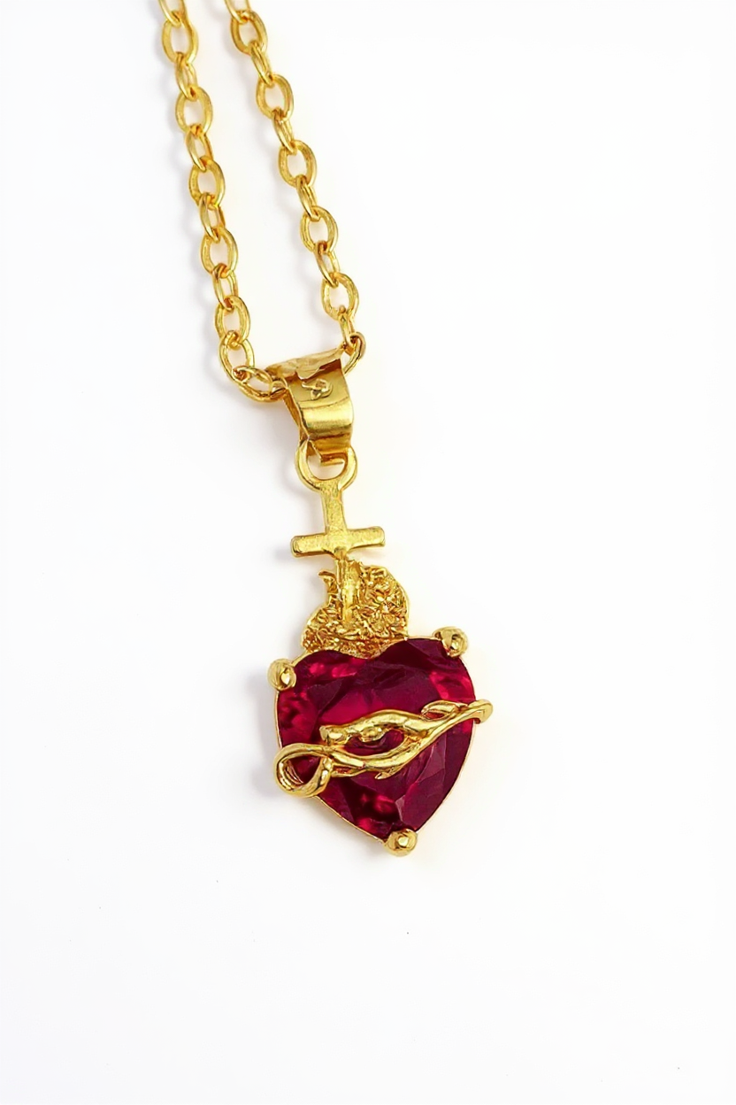 Sacred Heart of Jesus Necklace With Cross