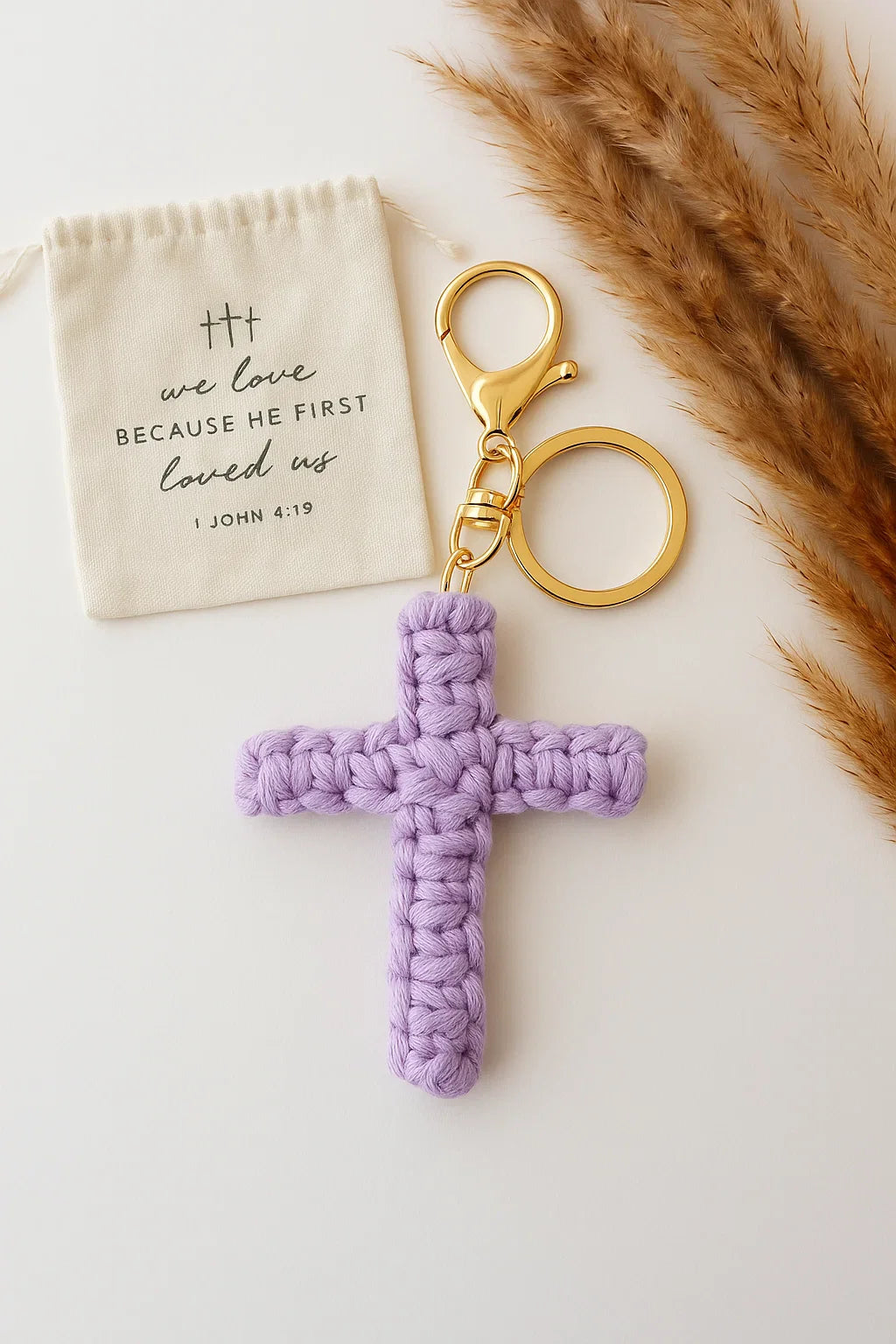 Handmade Macrame Cross Keychain – Handmade Christian Key Ring, Religious Gift, Boho Faith Accessory for Bags or Keys