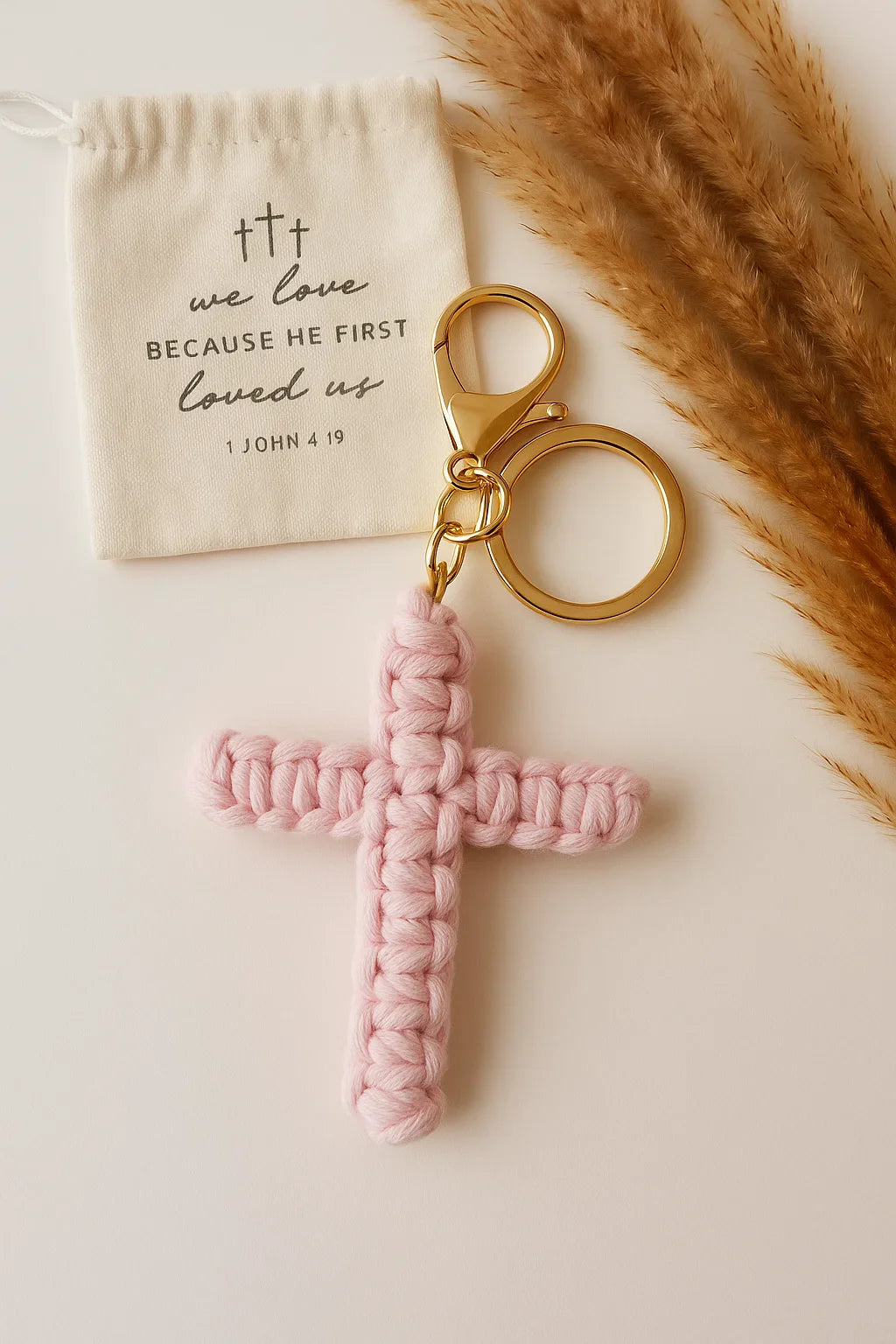Handmade Macrame Cross Keychain – Handmade Christian Key Ring, Religious Gift, Boho Faith Accessory for Bags or Keys